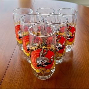 6 Vintage ‘Happy Birthday Bugs’ Bugs Bunny Drinking Glasses